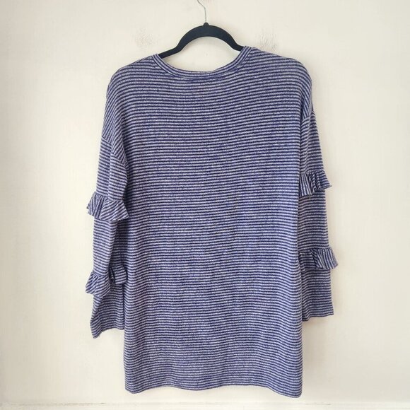 Anthropologie Postmark Blue Striped Lightweight Knit Long Sleep Top Sweater XS - Picture 2 of 7
